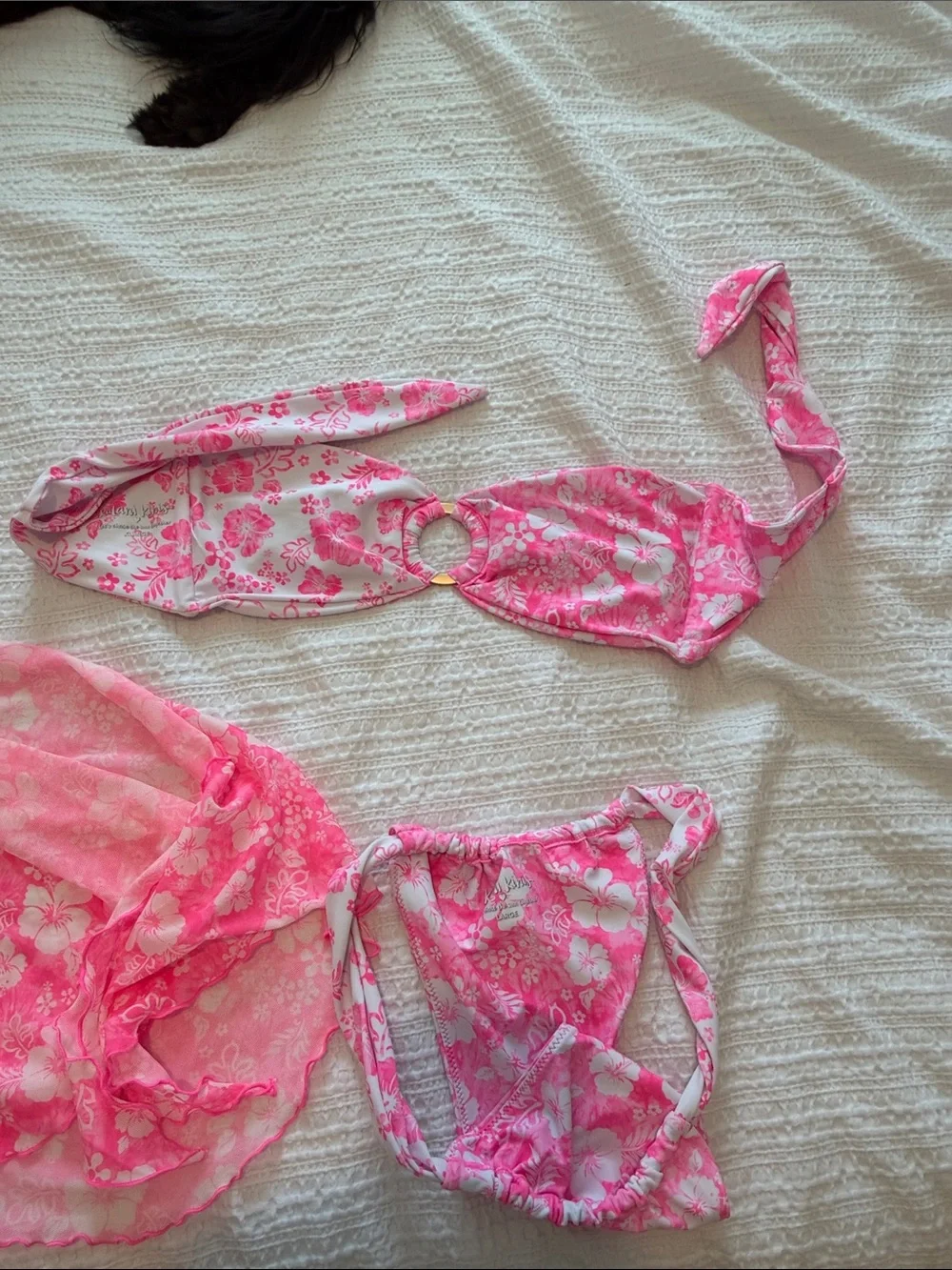 Kulani Kinis Hot Pink Floral Bikini Set with Sarong
